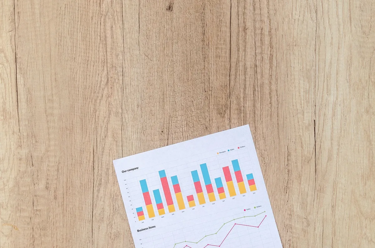 Rising bar chart on paper representing investment growth and dividend income