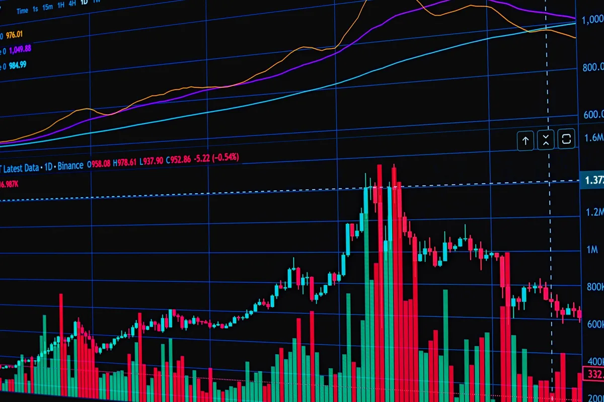 Rising bar chart representing investment growth and financial markets