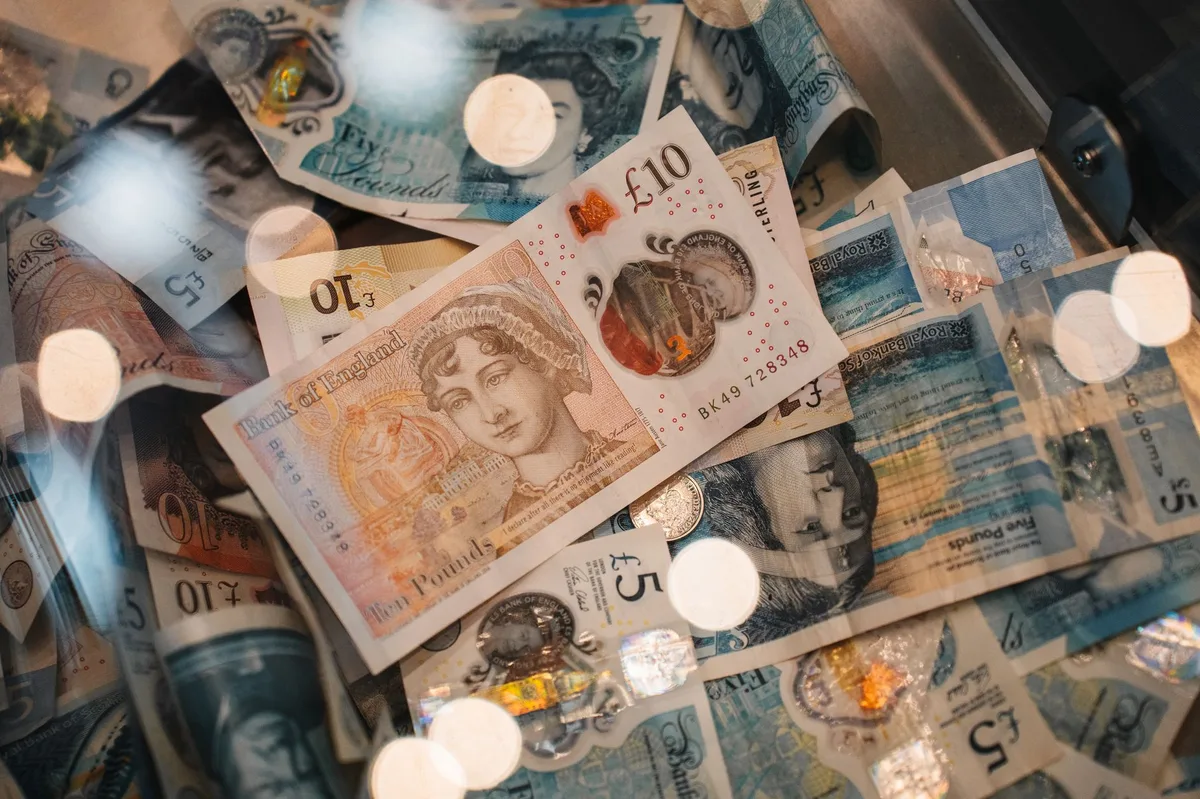 Investment charts and financial data representing UK stock market activity