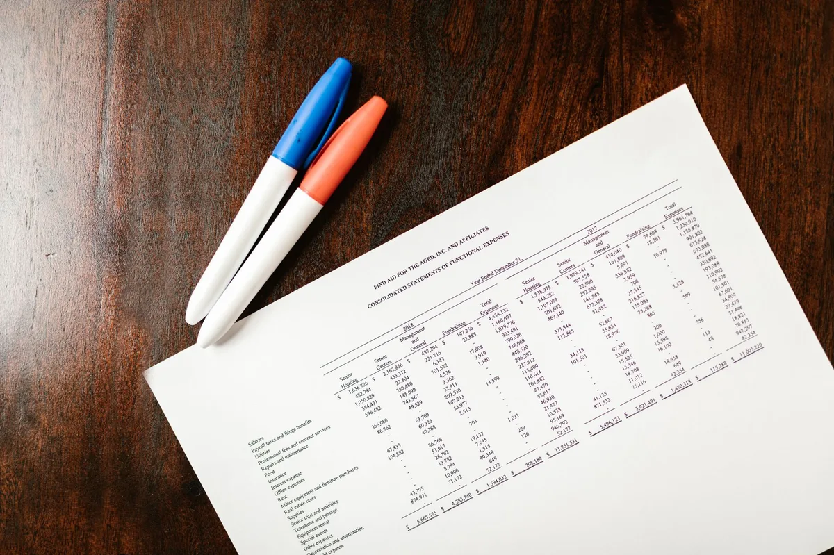 Planning desk with documents and calculator for retirement review