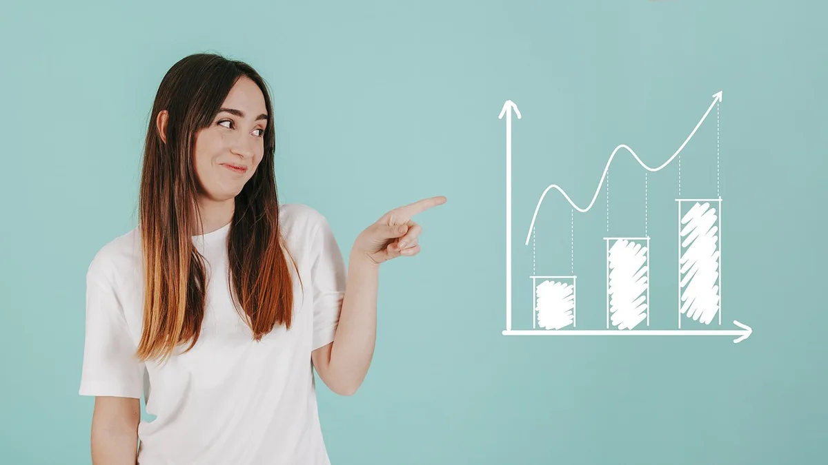 Rising bar chart showing financial growth trajectory
